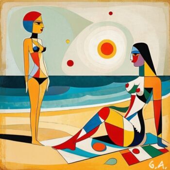 数字艺术 标题为“"Femmes cubistes su…” 由Gaboriau Gérald, 原创艺术品, 数字油画