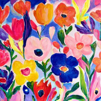 Pintura titulada "«Joyful Petal Dance»" por Marina Mark, Obra de arte original, Acrílico