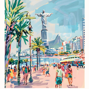 Digital Arts titled "Rio de Janeiro: Tro…" by Chun Yu Guan, Original Artwork, AI generated image Mounted on Cardboard