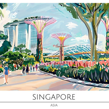 Arts numériques intitulée "Singapore's Urban J…" par Chun Yu Guan, Œuvre d'art originale, Image générée par l'IA Monté sur C…