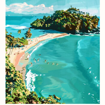 Digital Arts titled "Costa Rica Beach Pa…" by Chun Yu Guan, Original Artwork, AI generated image Mounted on Cardboard