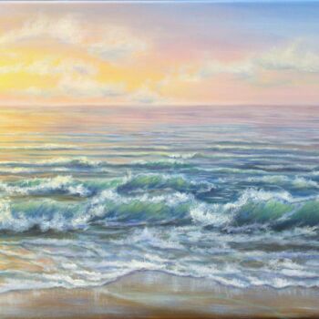 제목이 "Panoramic ocean sun…"인 미술작품 Ludmilla Ukrow로, 원작, 기름 나무 들것 프레임에 장착됨