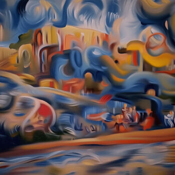 Digital Arts titled "Liquid District" by Alberto Capitani, Original Artwork, AI generated image