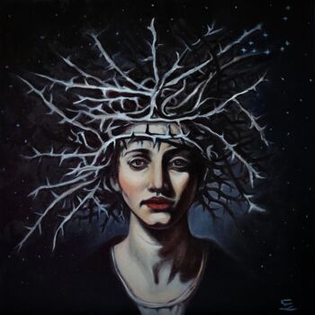 Painting titled "Capricorn" by Veronica Ciccarese, Original Artwork, Oil Mounted on Wood Stretcher frame