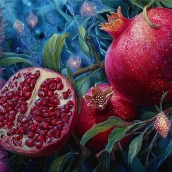 Digital Arts titled "Pomegranate Dreams" by Asnat Unnger, Original Artwork, Digital Painting