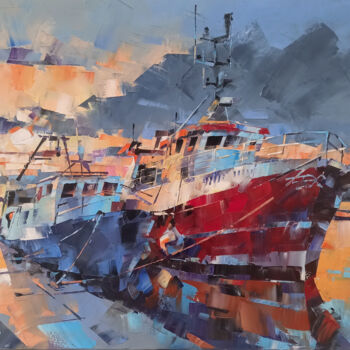 "GOLDEN SUNSET" başlıklı Tablo Volodymyr Glukhomanyuk tarafından, Orijinal sanat, Petrol