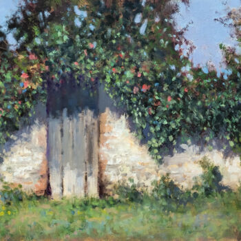 「Old Wooden Door」というタイトルの絵画 Pascal Giroudによって, オリジナルのアートワーク, オイル