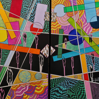 Painting titled "LES PARADIS ARTIFIC…" by Jean-Humbert Savoldelli, Original Artwork, Acrylic Mounted on Wood Stretcher frame