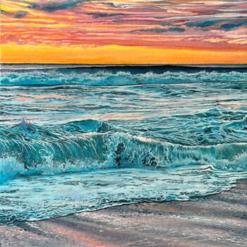 Pintura intitulada "Sea on Fire" por Daria Dudochnykova, Obras de arte originais, Óleo