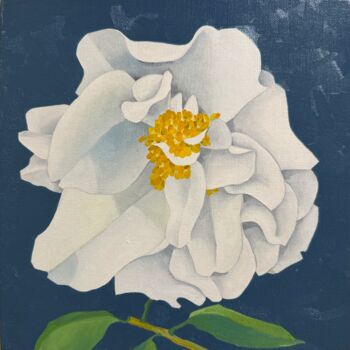 Painting titled "Square Floral Oil P…" by Mabentali Shadezozs, Original Artwork, Oil Mounted on Wood Stretcher frame