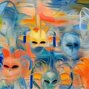 Digital Arts με τίτλο "The Mask Field - 4" από Alberto Capitani, Αυθεντικά έργα τέχνης, Εικόνα που δημιουργήθηκε με AI