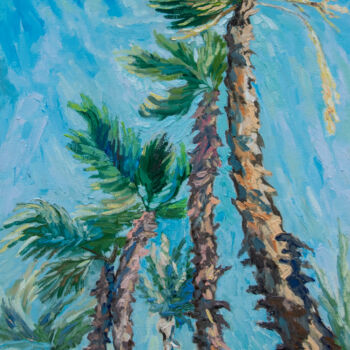 Pittura intitolato "Palms in Motion" da Lilit Vardanyan, Opera d'arte originale, Olio