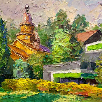 Malarstwo zatytułowany „Church of the Annun…” autorstwa Boris Serdyuk, Oryginalna praca, Olej Zamontowany na Karton