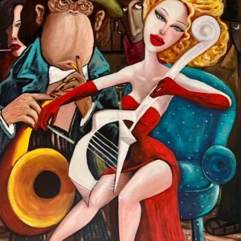 Pintura titulada "Boss and lady in re…" por Ta Byrne, Obra de arte original, Oleo Montado en Bastidor de camilla de madera