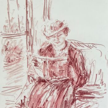 Drawing titled "Reading." by Victoria General, Original Artwork, Pencil