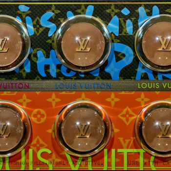 Painting titled "Fashion pills LV" by James Chiew, Original Artwork, Casting Mounted on Aluminium