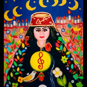 Peinture intitulée "🌛🌙🌛LA GARDIENNE DES…" par Haïfa Melliti, Œuvre d'art originale, Acrylique