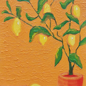 Painting titled "Sunny fireflies - L…" by Ksenia Tsyganyuk, Original Artwork, Oil Mounted on Cardboard