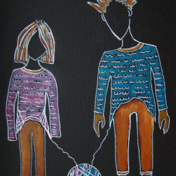 Pintura titulada "Blood Ties. Siblings" por Oksana Budnichenko, Obra de arte original, Oleo