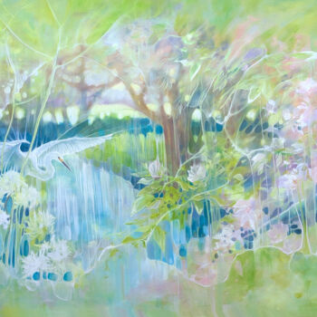 Schilderij getiteld "A Quiet Drama" door Gill Bustamante, Origineel Kunstwerk, Olie Gemonteerd op Frame voor houten brancard