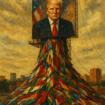 "Dominion of flags" başlıklı Tablo Eagleboythegiver Agare Abel Oghenevo tarafından, Orijinal sanat, Petrol