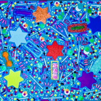 Painting titled "Chai V' Shalom (Lif…" by Adam Kamhi, Original Artwork, Acrylic Mounted on Wood Stretcher frame