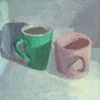 Ζωγραφική με τίτλο "Still Life with Cups" από Serhii Zavadenko, Αυθεντικά έργα τέχνης, Λάδι