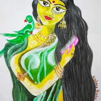 Peinture intitulée "Abhimanini 4 - Comb…" par Kishore Bishoi, Œuvre d'art originale, Acrylique