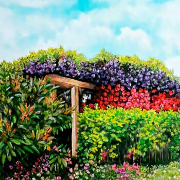 Peinture intitulée "Secret Garden" par Yerkezhan Kamentayeva, Œuvre d'art originale, Acrylique