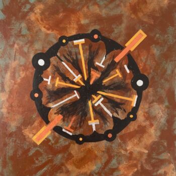 「Motor」というタイトルの絵画 Oleg Strokatyyによって, オリジナルのアートワーク, アクリル 段ボールにマウント