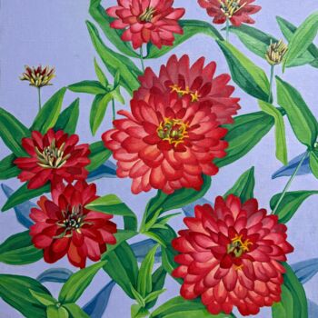 Painting titled "Floral Oil Painting…" by Mabentali Shadezozs, Original Artwork, Oil Mounted on Wood Stretcher frame