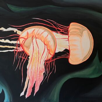 Malarstwo zatytułowany „Through the Currents” autorstwa Patrik Perc, Oryginalna praca, Akryl Zamontowany na Drewniana rama n…