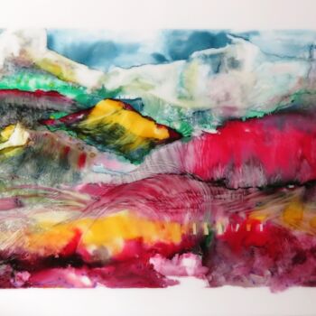 Painting titled "Terre de contrastes…" by Clau Redier-Clément, Original Artwork, Ink Mounted on Plexiglass
