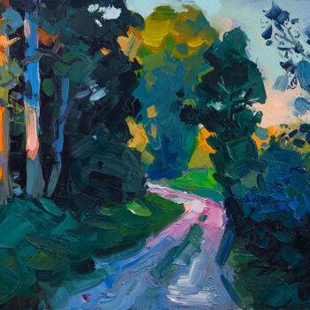 Painting titled "Forest Path" by Daria Zavadenko, Original Artwork, Pigments