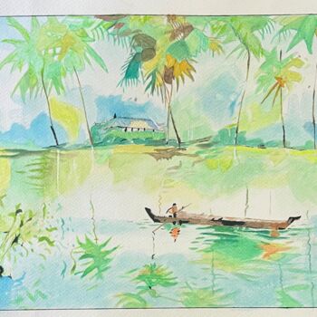 Painting titled "Riverside" by Siyavash Chegeni, Original Artwork, Watercolor