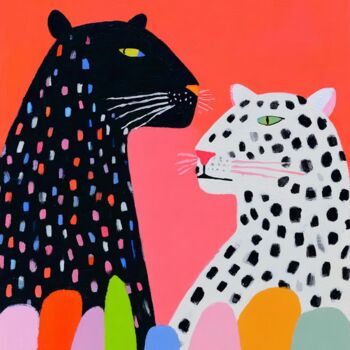 「Leopard Lovers」というタイトルのデジタルアーツ Sasha Robinsonによって, オリジナルのアートワーク, デジタル絵画