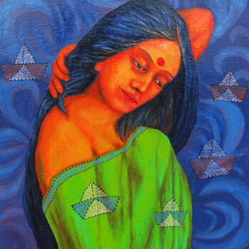 Painting titled "DRIFTING STILLNESS" by Prasenjit Nath, Original Artwork, Oil