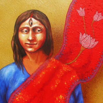 Schilderij getiteld "DURGA 3" door Prasenjit Nath, Origineel Kunstwerk, Acryl