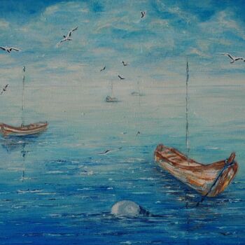 Malerei mit dem Titel "Calm/Le calme" von Anastasiia Beliaeva, Original-Kunstwerk, Acryl