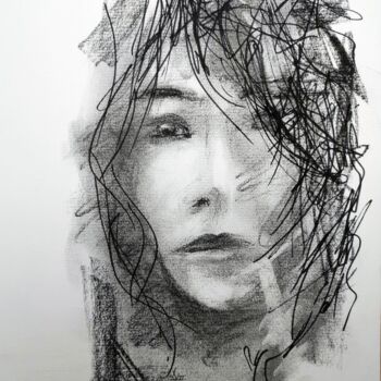 Dessin intitulée "Überrascht (M1033)" par Dieter Becker, Œuvre d'art originale, Fusain