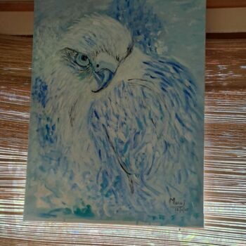 Schilderij getiteld "Frosty Falcon" door Maria Joseph, Origineel Kunstwerk, Acryl