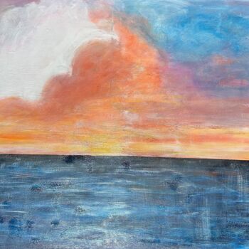 Painting titled "Couché de soleil" by Mariam Mouliets, Original Artwork, Acrylic Mounted on Wood Stretcher frame