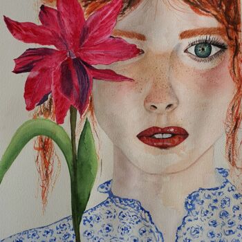Peinture intitulée "Flamme" par Patricia Martinez-Quirce, Œuvre d'art originale, Aquarelle