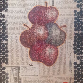 "Apple Assembly" başlıklı Resim Ed Gilben tarafından, Orijinal sanat, Tükenmez kalem