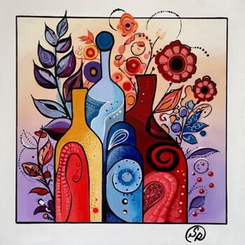 Painting titled "Still life with col…" by Samiya Rani, Original Artwork, Acrylic Mounted on Wood Stretcher frame