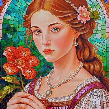 Painting titled "Цветочек аленький T…" by Svetlana Alekseeva K, Original Artwork, Acrylic Mounted on Wood Panel