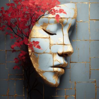 Digitale Kunst mit dem Titel "White Mask and Cher…" von Amanda Moore, Original-Kunstwerk, KI-generiertes Bild