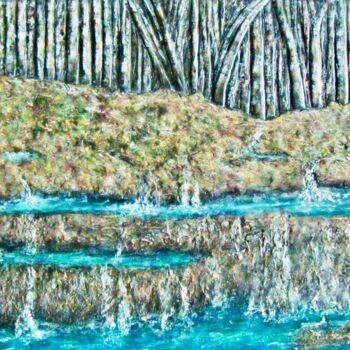 "Cascade en sous-bois" başlıklı Tablo Raymond Devanthéry tarafından, Orijinal sanat, Petrol Ahşap Sedye çerçevesi üzerine mo…