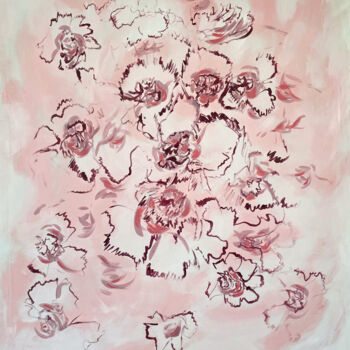 Painting titled "Meditation flowers…" by Aude Monier, Original Artwork, Acrylic