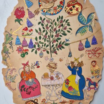 Painting titled "Slavic traditions (…" by Evgeniya Ersoy, Original Artwork, Watercolor